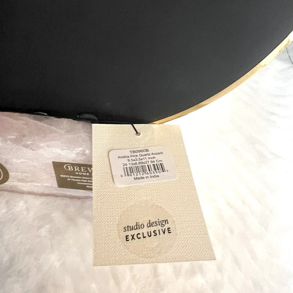 Source and Co. NWT Stunning Genuine Rose Quartz with Round Brass Mounted Mirror - Picture 8 of 10